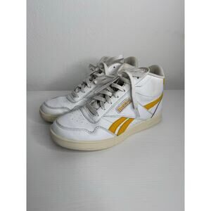 Reebok Mens Club High Top Sneakers Leather Size 8 Yellow White Casual